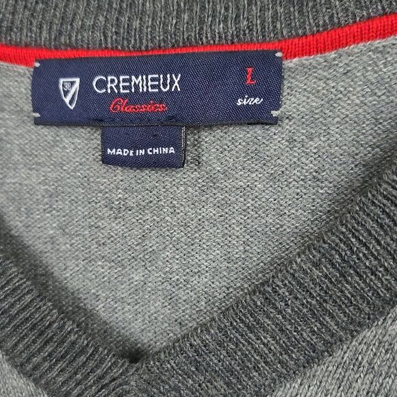Men Cremieux Sweater Vest V-Neck Soft Cashmere Blend Gray Heather Preppy Classic - Picture 2 of 9